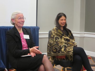 Hungarian History panel members Ilona Kovács and Andrea Bern at Q&E.