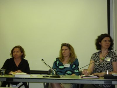 Roundtable discussion on the future of Hungarian language teaching in North America: (L-R) Valéria Varga, Julianna Gaál, and Orsolya Maróti