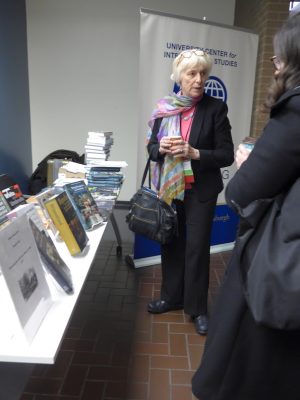Judith Kesser? Némethy at the book exhibit during coffee break.