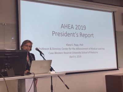 AHEA president Klára Papp opens the annual membership meeting, Saturday morning.
