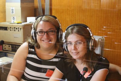 Noémi Fazakas and Krisztina Sárosi-Márdirosz providing translations